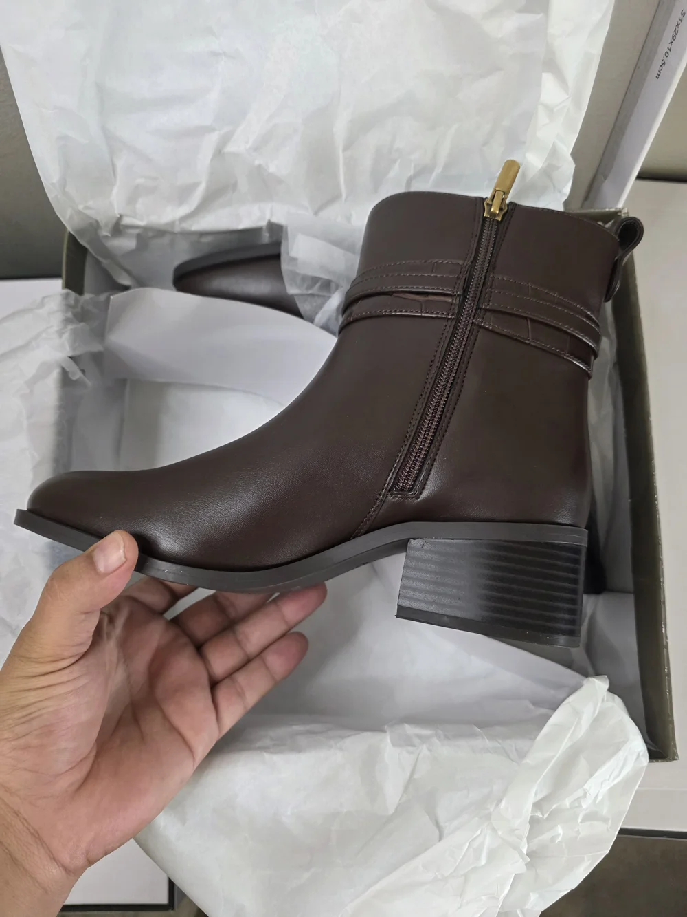 Women's Brown Ankle Boots with Gold Accent